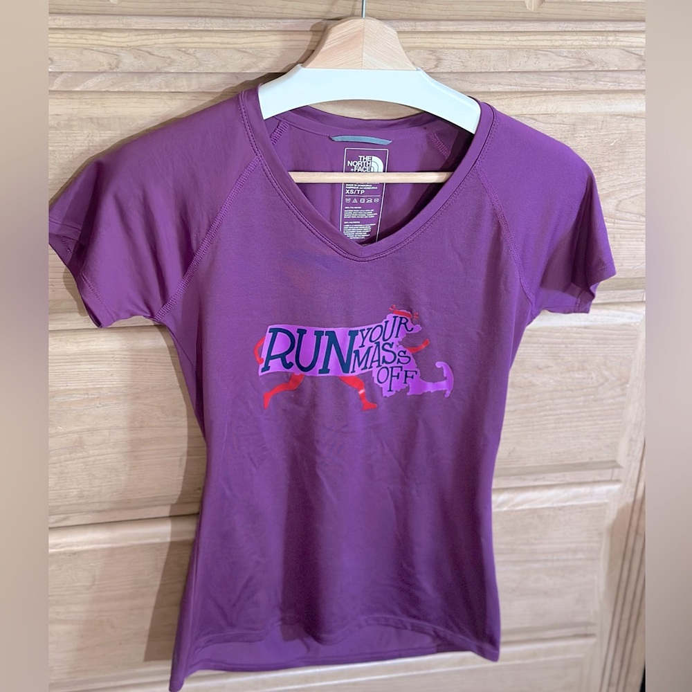 The North Face | Purple Graphic Tee “Run Your Mass Off” | Size XS | Flash Dry